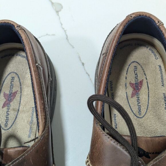 Rugged Shark Pilot leather brown Men size 13 moccasin boat shoes antimicrobial - Picture 10 of 10